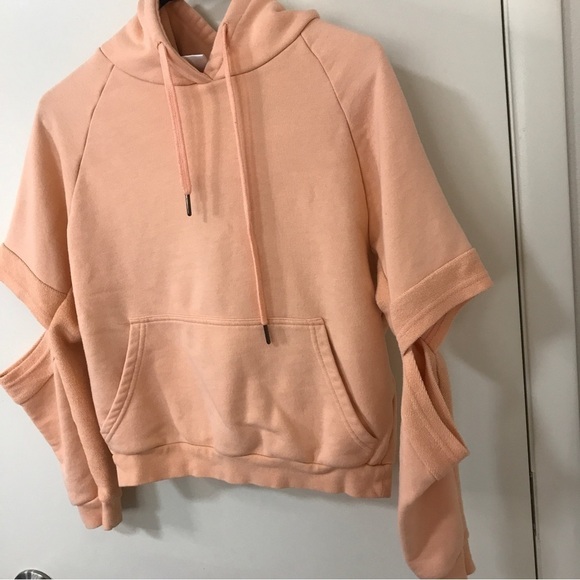 3/$15 NDLSS pastel bright orange elbow cutout urban cropped hoodie - Picture 3 of 12
